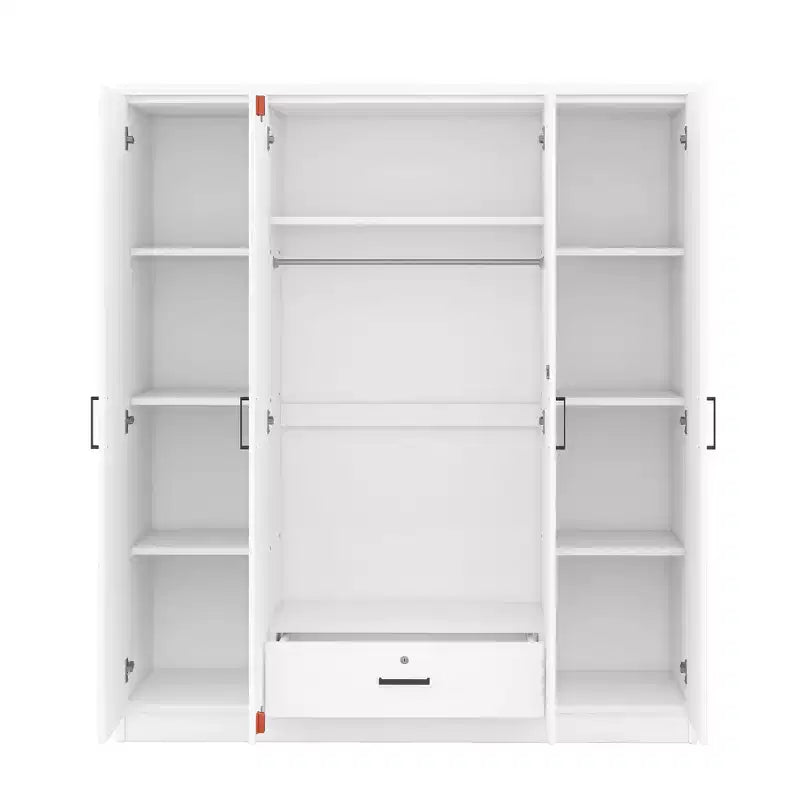 Armoire 4 portes en bois avec tringle à vêtements