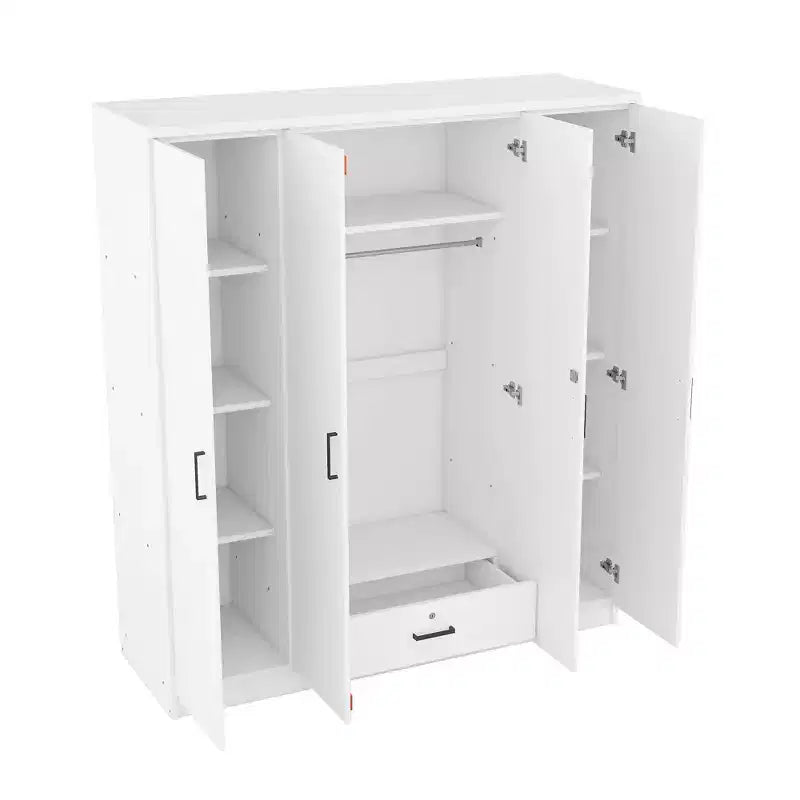 Armoire 4 portes en bois avec tringle à vêtements