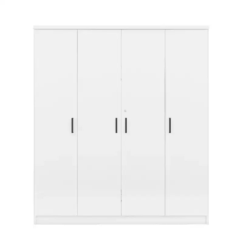Armoire 4 portes en bois avec tringle à vêtements