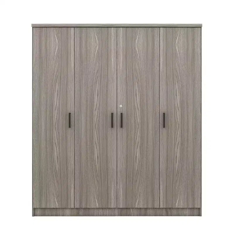 Armoire 4 portes en bois avec tringle à vêtements