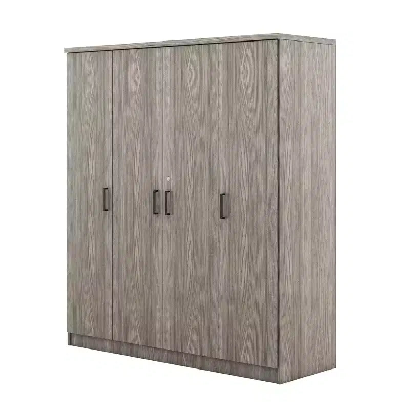 Armoire 4 portes en bois avec tringle à vêtements