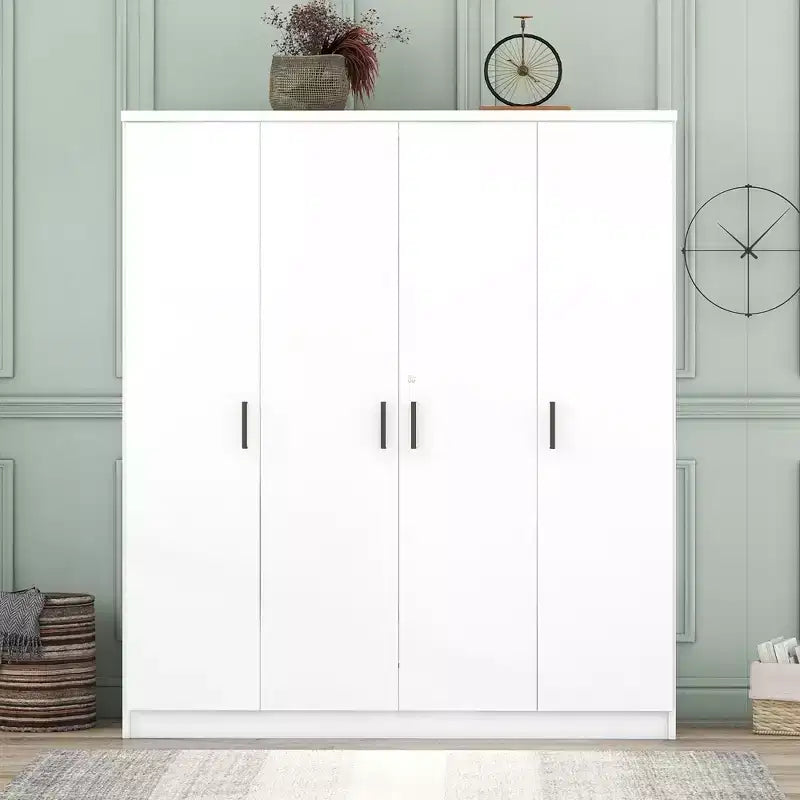 Armoire 4 portes en bois avec tringle à vêtements