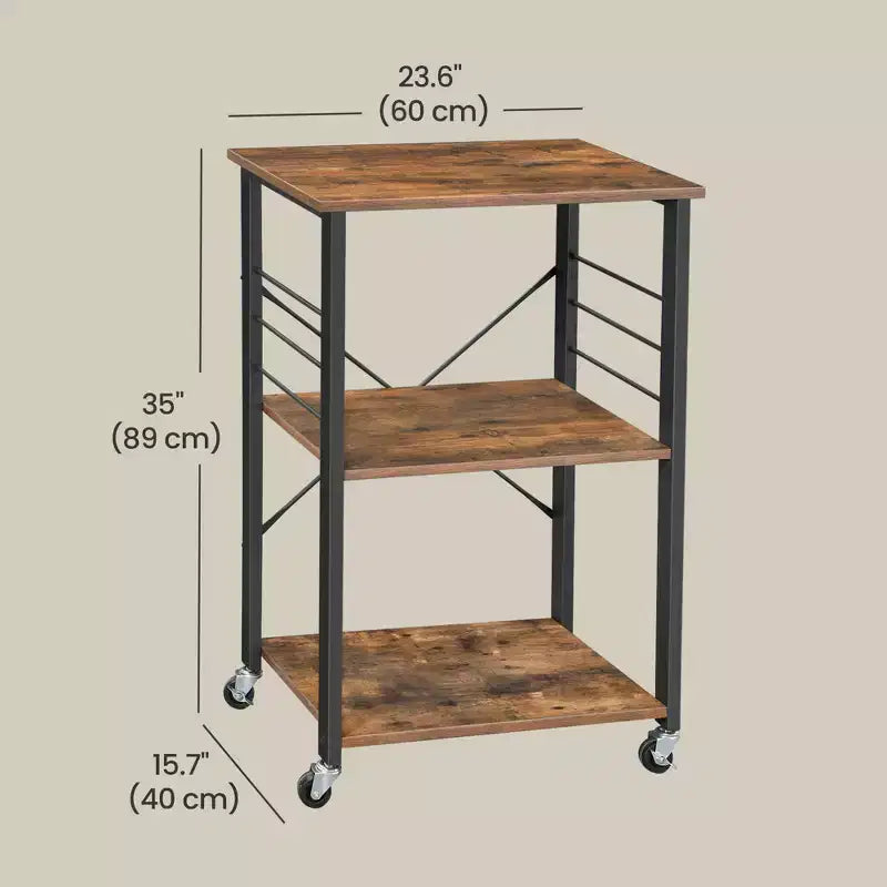 Étagère de cuisine sur roulettes, Desserte de service à 3 niveaux, Chariot de cuisine