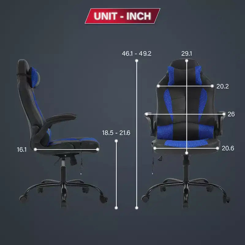 Chaise de Jeu Fauteuil de Bureau avec Support Lombaire Rembourré