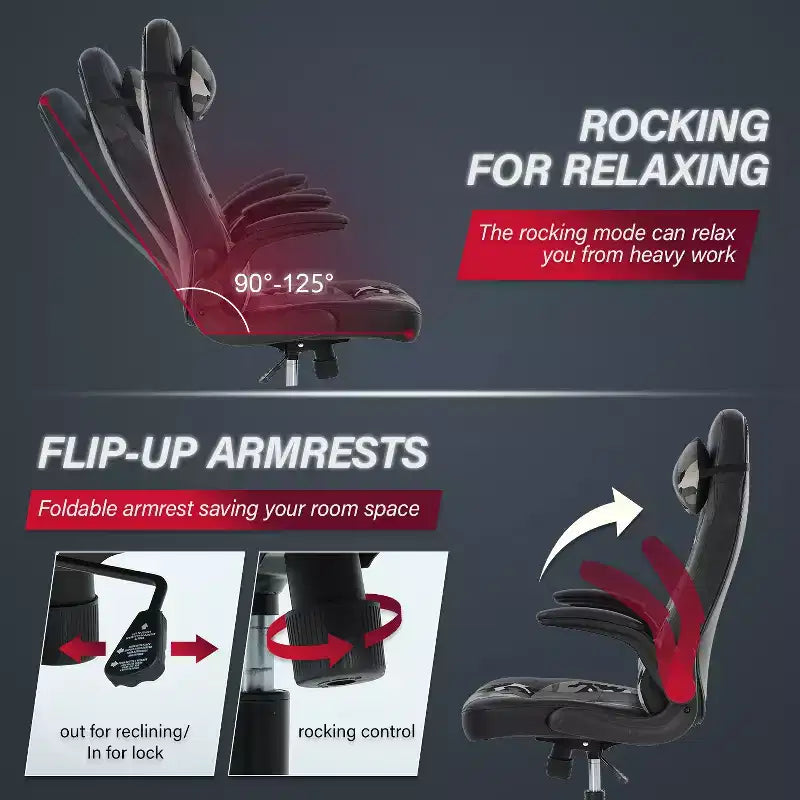 Chaise de Jeu Fauteuil de Bureau avec Support Lombaire Rembourré