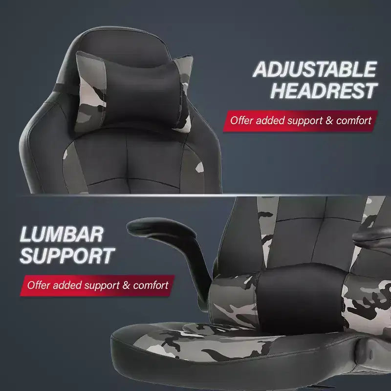 Chaise de Jeu Fauteuil de Bureau avec Support Lombaire Rembourré