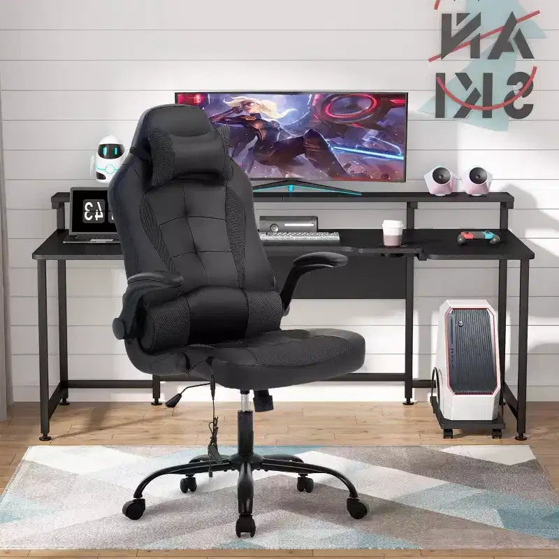 Chaise de Jeu Fauteuil de Bureau avec Support Lombaire Rembourré