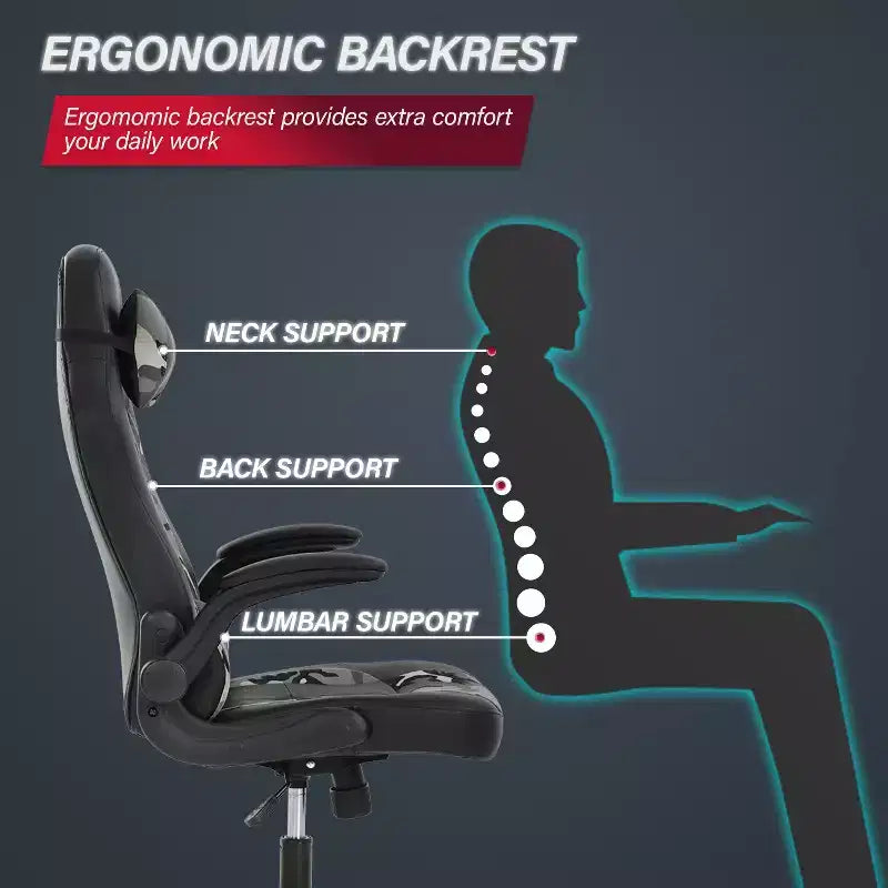 Chaise de Jeu Fauteuil de Bureau avec Support Lombaire Rembourré
