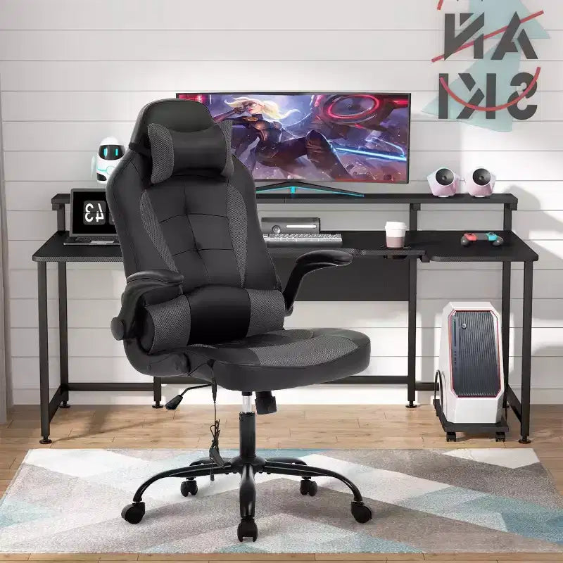 Chaise de Jeu Fauteuil de Bureau avec Support Lombaire Rembourré