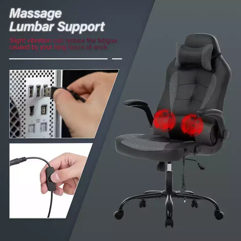 Chaise de Jeu Fauteuil de Bureau avec Support Lombaire Rembourré