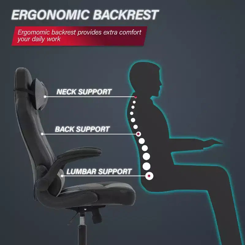 Chaise de Jeu Fauteuil de Bureau avec Support Lombaire Rembourré