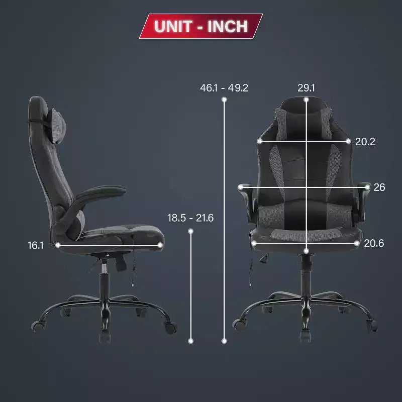 Chaise de Jeu Fauteuil de Bureau avec Support Lombaire Rembourré