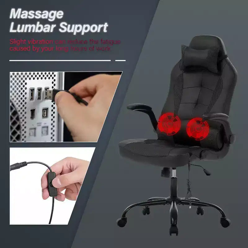 Chaise de Jeu Fauteuil de Bureau avec Support Lombaire Rembourré