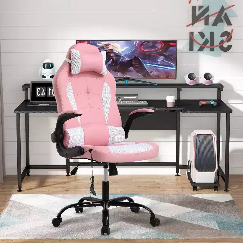 Chaise de Jeu Fauteuil de Bureau avec Support Lombaire Rembourré