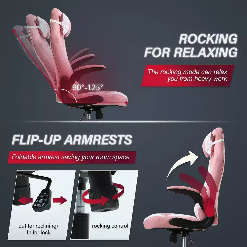 Chaise de Jeu Fauteuil de Bureau avec Support Lombaire Rembourré