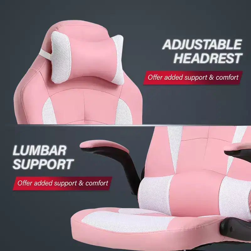 Chaise de Jeu Fauteuil de Bureau avec Support Lombaire Rembourré