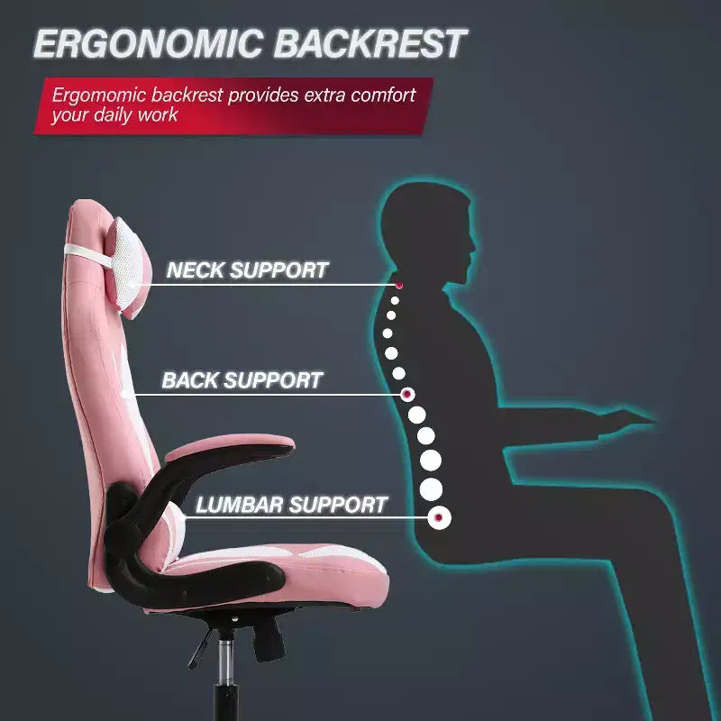 Chaise de Jeu Fauteuil de Bureau avec Support Lombaire Rembourré