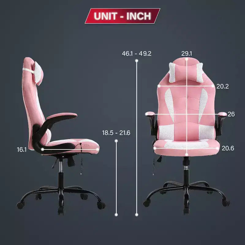 Chaise de Jeu Fauteuil de Bureau avec Support Lombaire Rembourré