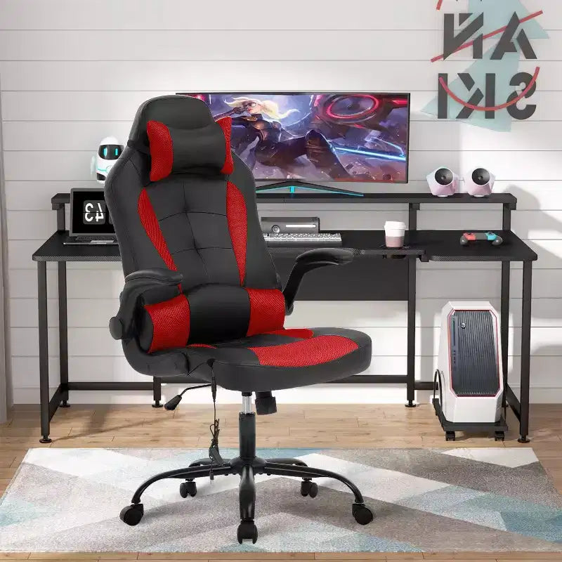Chaise de Jeu Fauteuil de Bureau avec Support Lombaire Rembourré