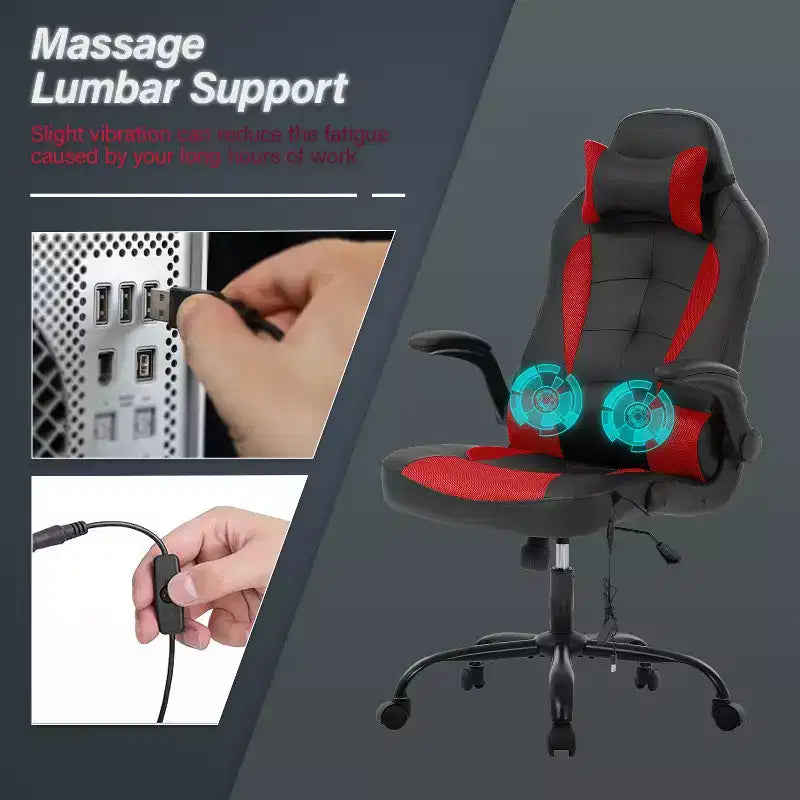 Chaise de Jeu Fauteuil de Bureau avec Support Lombaire Rembourré