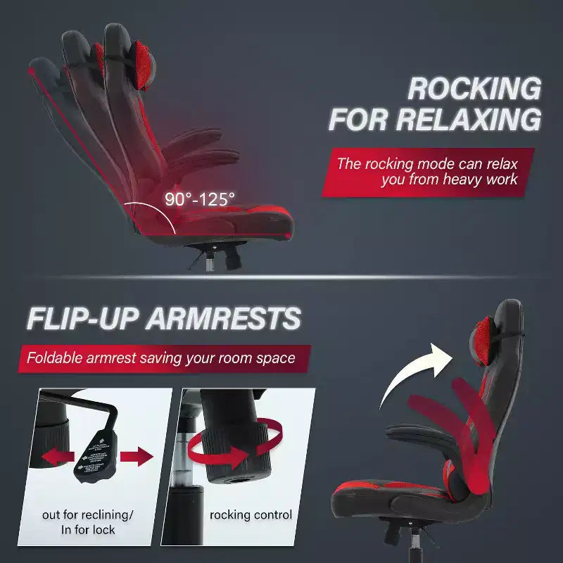 Chaise de Jeu Fauteuil de Bureau avec Support Lombaire Rembourré