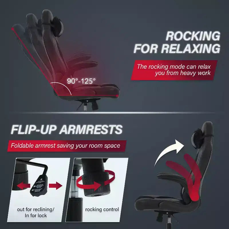 Chaise de Jeu Fauteuil de Bureau avec Support Lombaire Rembourré