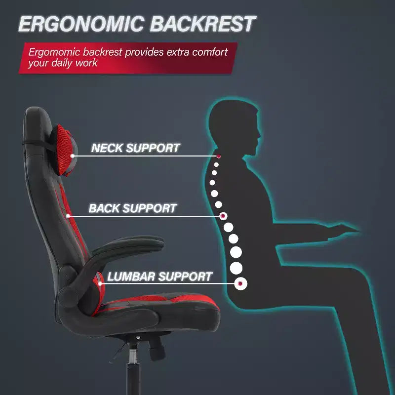 Chaise de Jeu Fauteuil de Bureau avec Support Lombaire Rembourré