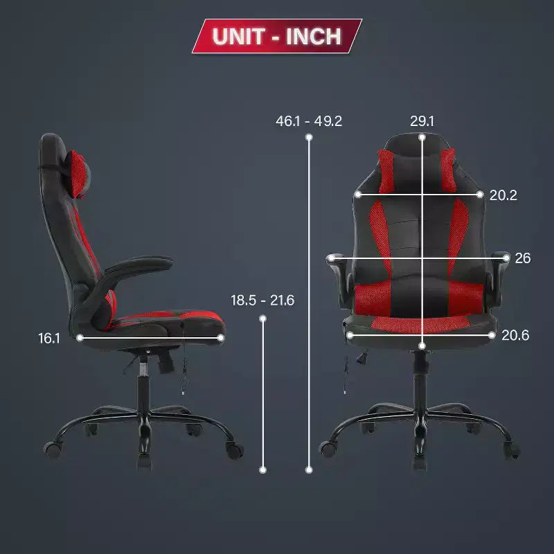 Chaise de Jeu Fauteuil de Bureau avec Support Lombaire Rembourré