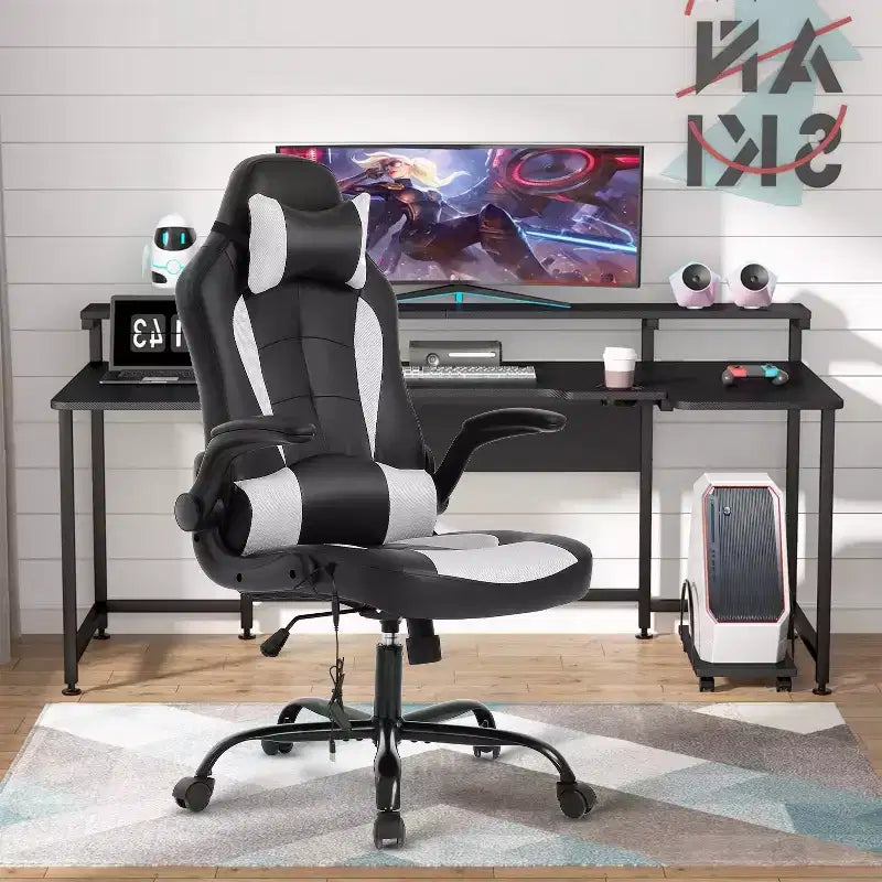 Chaise de Jeu Fauteuil de Bureau avec Support Lombaire Rembourré