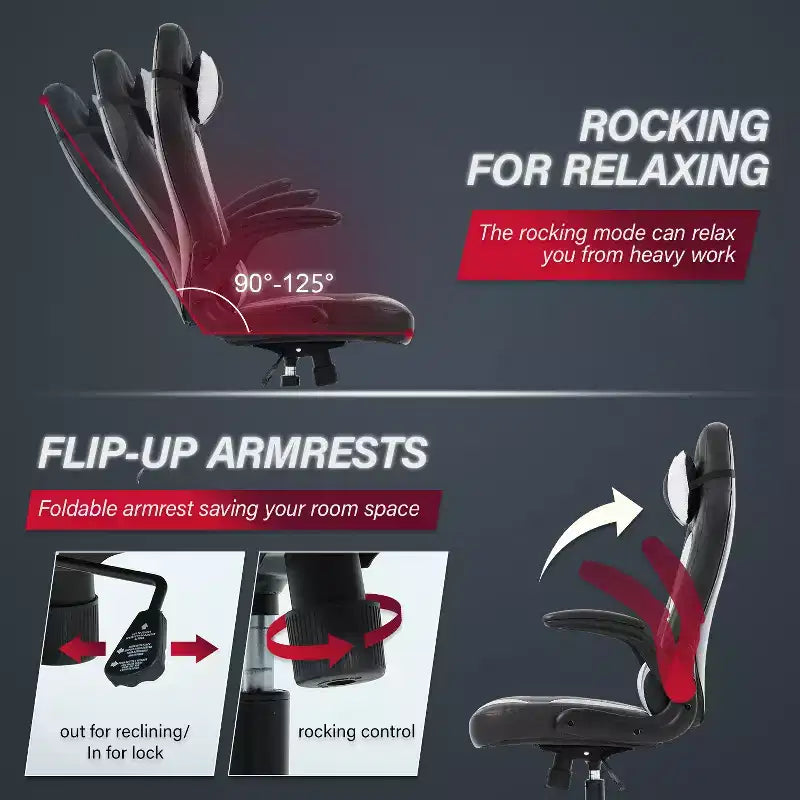 Chaise de Jeu Fauteuil de Bureau avec Support Lombaire Rembourré