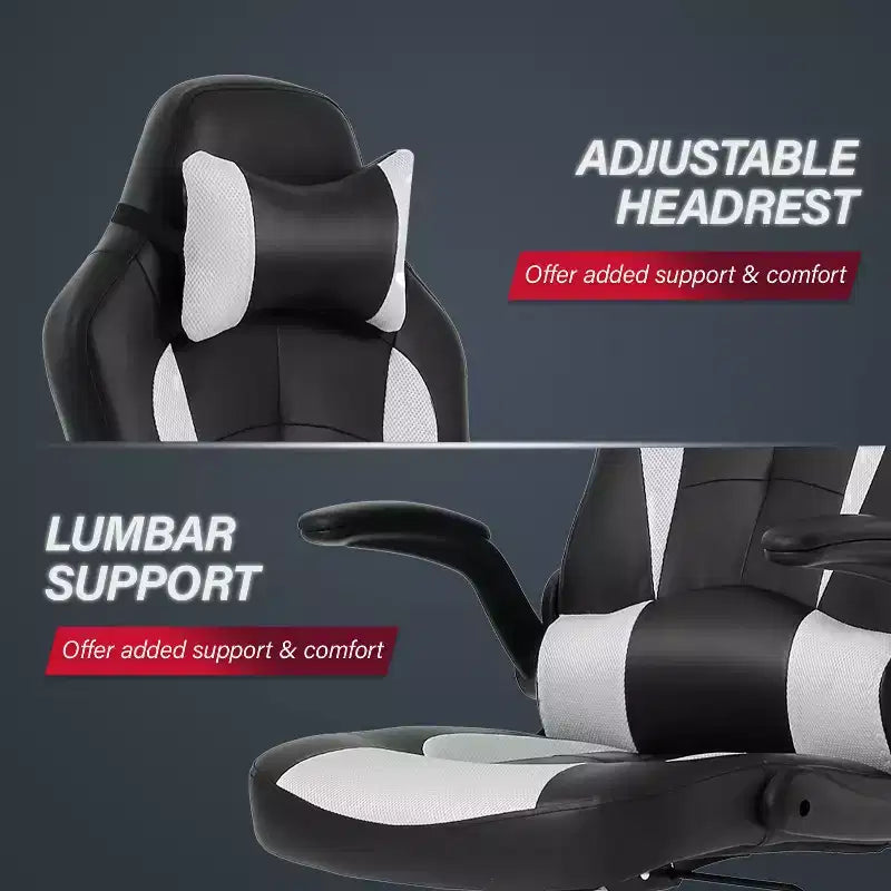 Chaise de Jeu Fauteuil de Bureau avec Support Lombaire Rembourré