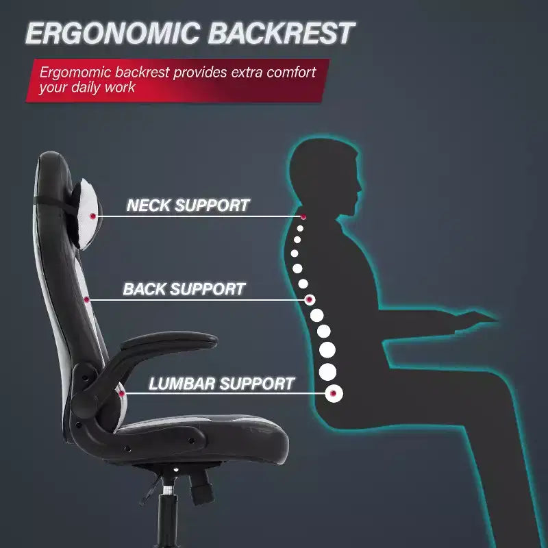 Chaise de Jeu Fauteuil de Bureau avec Support Lombaire Rembourré