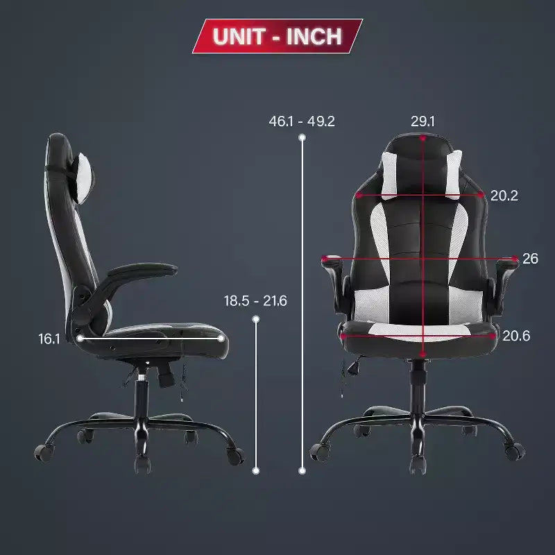 Chaise de Jeu Fauteuil de Bureau avec Support Lombaire Rembourré