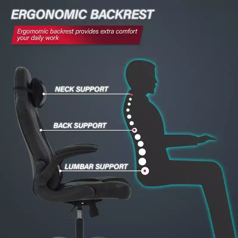 Chaise de Jeu Fauteuil de Bureau avec Support Lombaire Rembourré