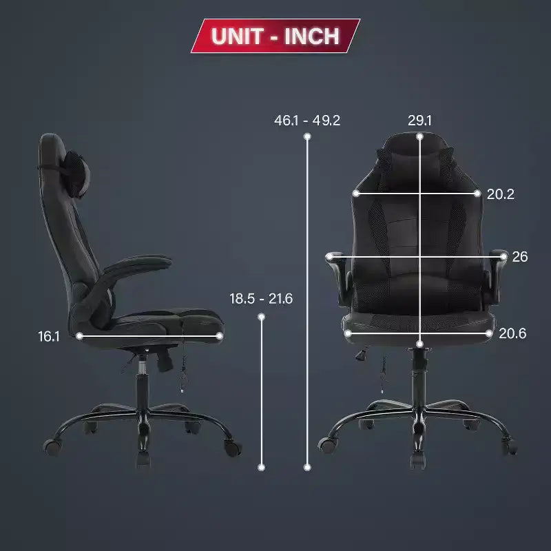 Chaise de Jeu Fauteuil de Bureau avec Support Lombaire Rembourré