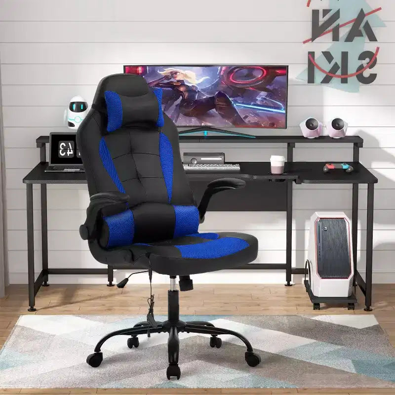 Chaise de Jeu Fauteuil de Bureau avec Support Lombaire Rembourré