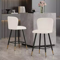 Christopher Knight Home Serein 26'' Modern Upholstered Bar Stools with Gold-Tipped Metal Legs (Set of 2)