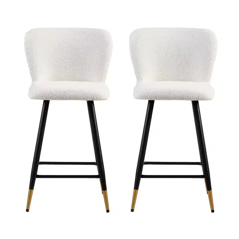 Tabourets de bar modernes rembourrés de 66 cm avec pieds en métal doré (Lot de 2)