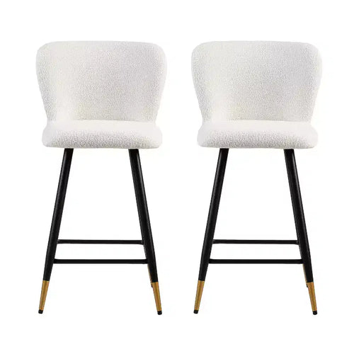 Tabourets de bar modernes rembourrés de 66 cm avec pieds en métal doré (Lot de 2)