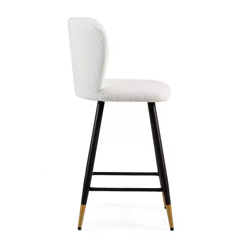 Tabourets de bar modernes rembourrés de 66 cm avec pieds en métal doré (Lot de 2)