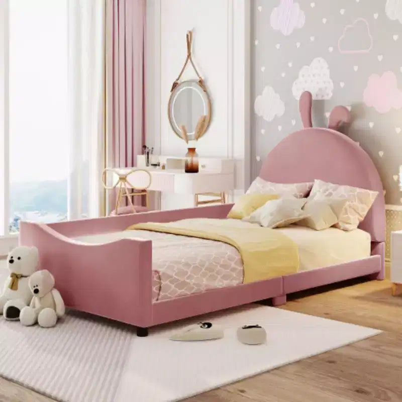 Lit de repos capitonné rose pour une personne