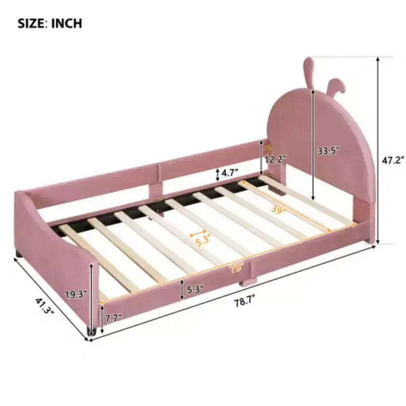 Lit de repos capitonné rose pour une personne