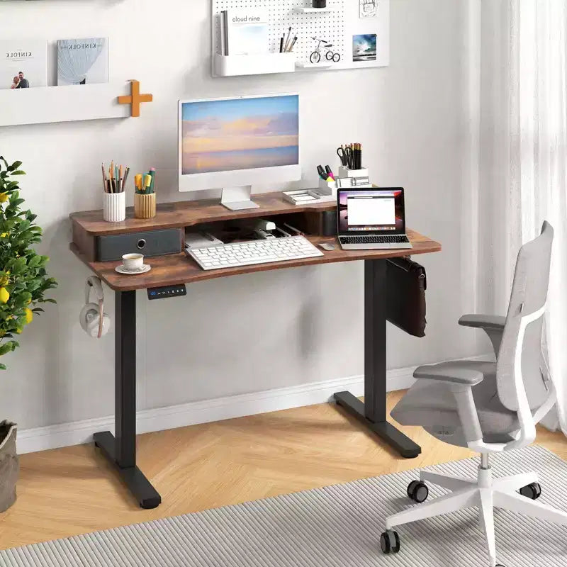 Bureau debout électrique 48x 24 avec 2 tiroirs pour moniteur