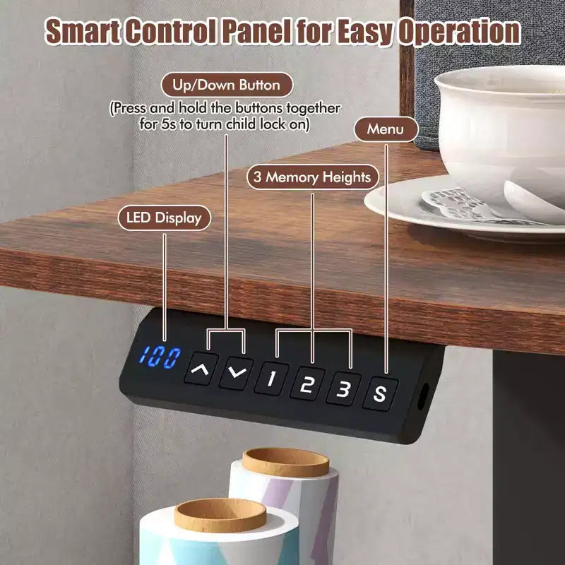 Bureau debout électrique 48x 24 avec 2 tiroirs pour moniteur