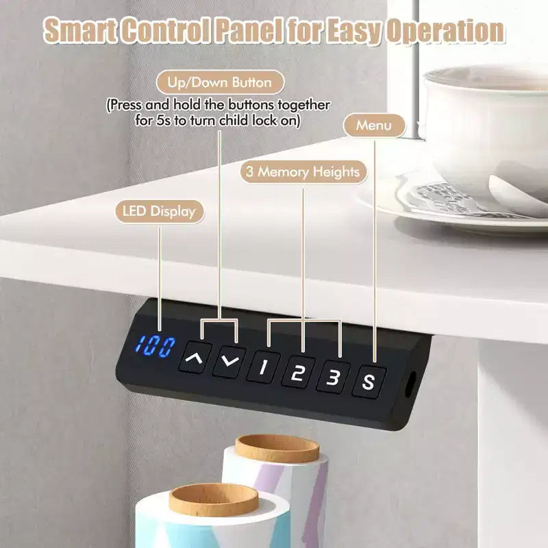 Bureau debout électrique 48x 24 avec 2 tiroirs pour moniteur