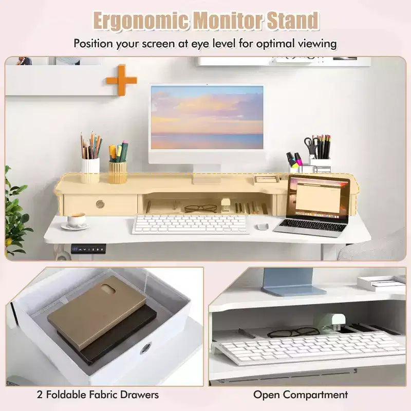 Bureau debout électrique 48x 24 avec 2 tiroirs pour moniteur