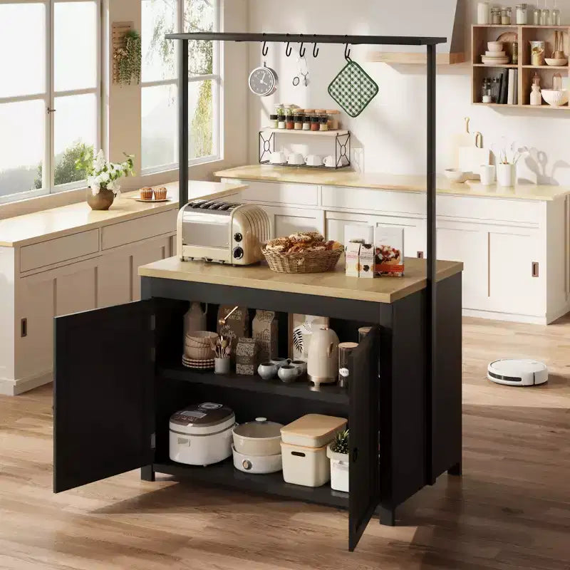 Îlot de cuisine de 42 po avec rangement, Chariot de cuisine multifonctionnel robuste