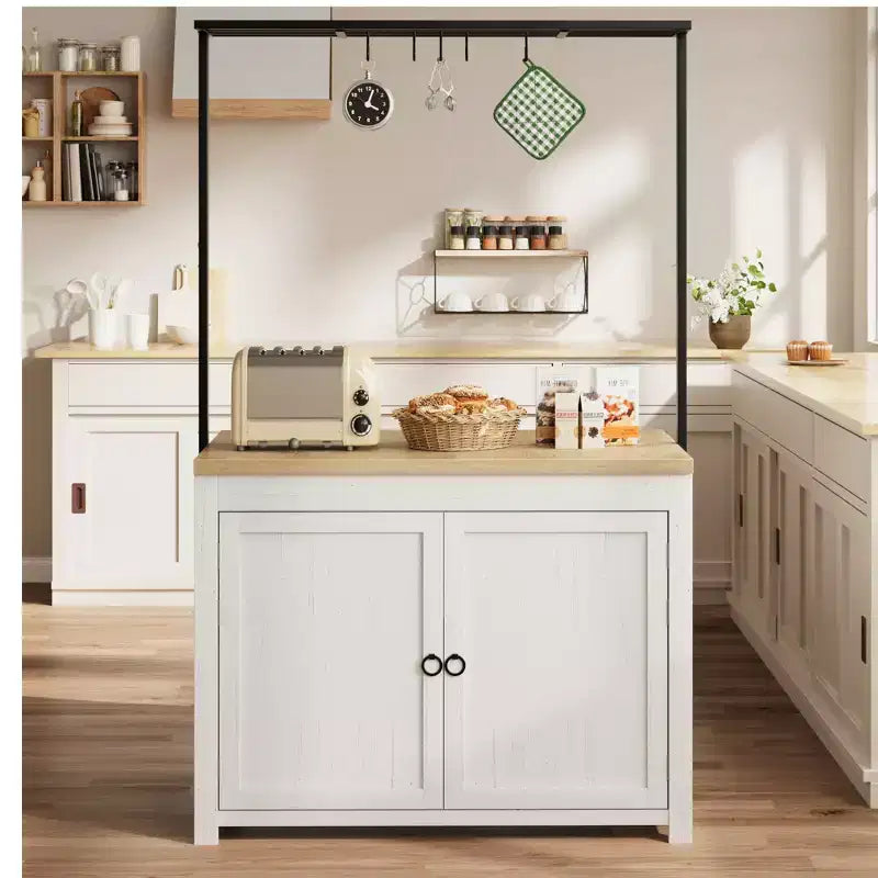 Îlot de cuisine de 42 po avec rangement, Chariot de cuisine multifonctionnel robuste