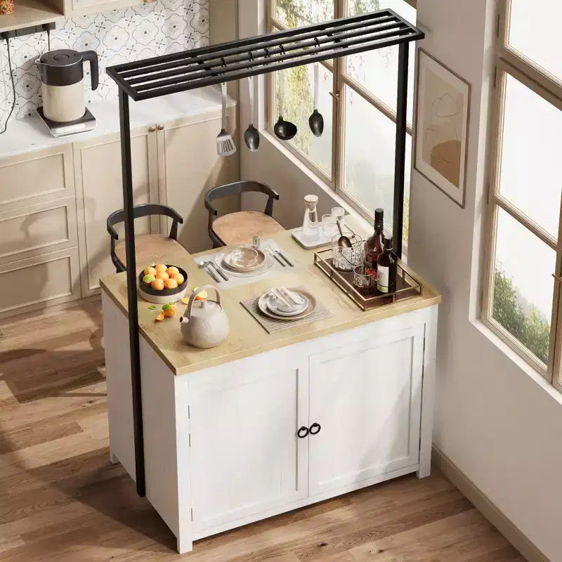 Îlot de cuisine de 42 po avec rangement, Chariot de cuisine multifonctionnel robuste