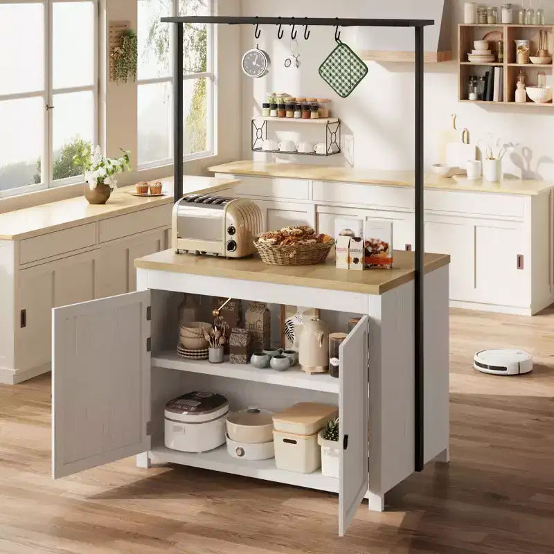 Îlot de cuisine de 42 po avec rangement, Chariot de cuisine multifonctionnel robuste